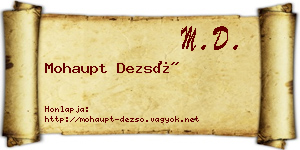 Mohaupt Dezső névjegykártya